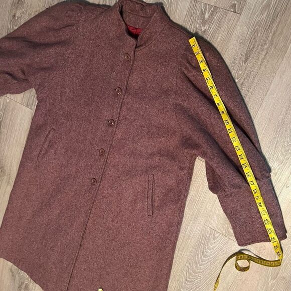 Vintage Wool Puff Sleeve Anthropologie Like Retro Maxi Coat Purple Heathered OS - Picture 13 of 16